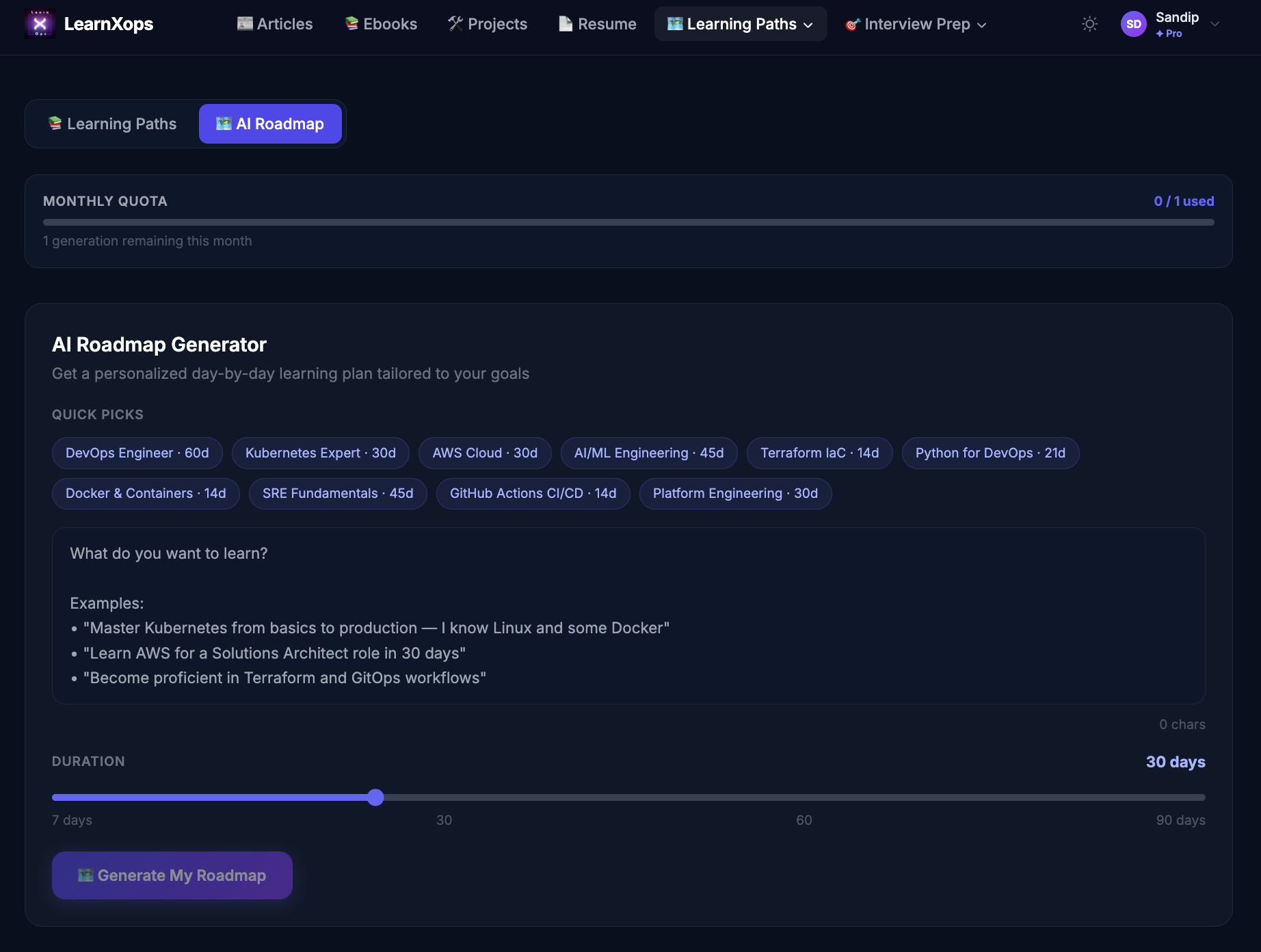 AI Roadmap Screenshot