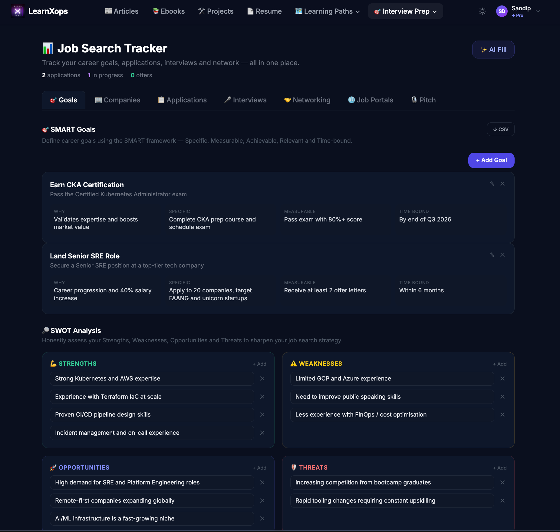 Job Search Tracker Screenshot
